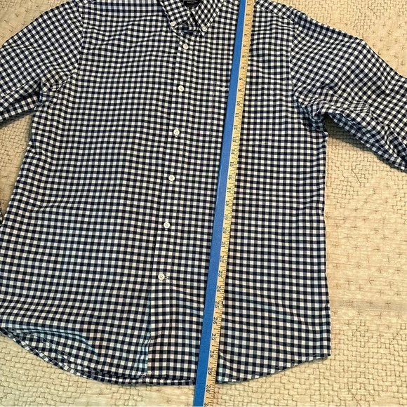 Dockers Size L Mens Button Down Shirt Pocket Long Sleeve Gingham Blue White - Picture 4 of 8